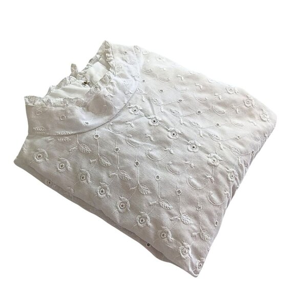 Handmade Vtg 70s Cottage Victorian Eyelet Broderie Anglaise Zip Blouse Size S/M - Picture 10 of 10